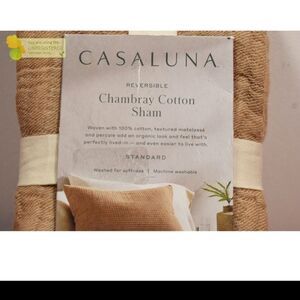 Casaluna Reversible Textured Cotton Chambray Coverlet Sham Natural Standard*